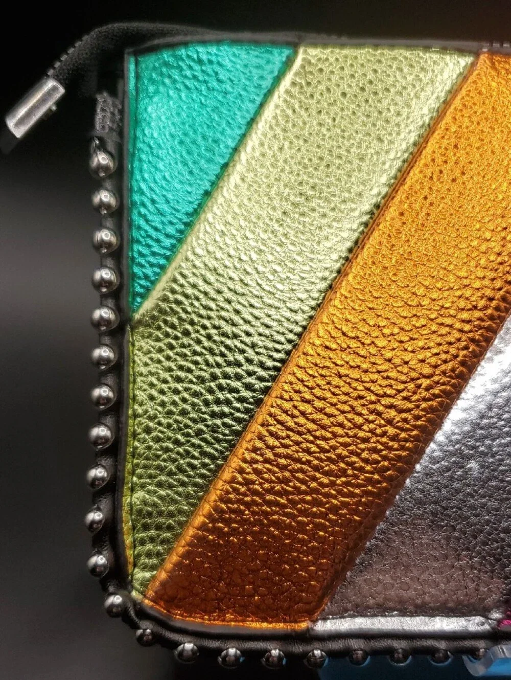 Metallic Rainbow Stripe Wallet Clutch - Multicolor